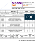 Student Grade Card - Regular