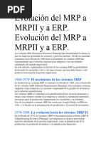 Evolución Del MRP A MRPII y A ERP