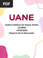 Andrea Melissa de Hoyos Nuñez 2210844 14/05/2023 Historia de La Educación