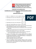 Mathematical Foundation For Computer Applications (22mca11) - I Ia Question Bank