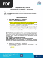 Universidad de Guayaquil Coordinación de Admisión Y Nivelación