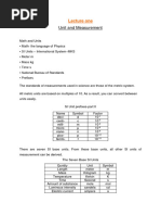 Unit and Measurement: Lecture One