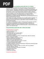 Características Evolutivas Del Niño de 3 A 5 Años