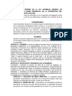 Proyecto Reglamento Interno de La XLV Asamblea General de Asociados de Forma Presencial de La Cooperativa Del Magisterio Norte Caucano