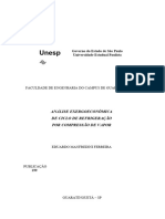 Análise Exergoeconômica de Ciclo de Refrigeração Por Compressão de Vapor