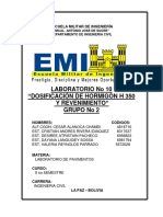 Informe de Laboratorio de Pavimentos Numero 10 - Dosificacion de Hormigon H 350