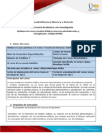 Syllabus Del Curso Gestión Pública, Derecho Administrativo y Disciplinario