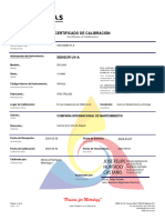 Certificado de Calibración: Sensor Uv-A