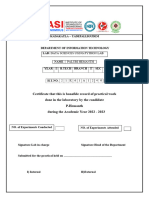 Certificate That This Is Bonafide Record of Practical Work Done in The Laboratory by The Candidate P.Hemanth During The Academic Year 2022 - 2023