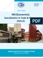 MA (Economics) : Specialisation in Trade & Finance 2024-26