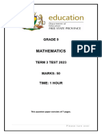 2023 Maths Test Grade 9 For Term 3