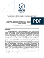 Challenges in Learning Sciences Among Senior High School Science Technology Engineering and Mathematics Stem Students of Private School in Indanan Sulu PDF