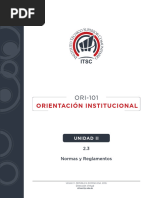 Orientación Institucional: 2.3 Normas y Reglamentos