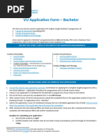 VU Application Form - Bachelor - HUM, FSS, FRT