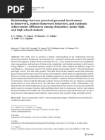 Relationships Between Perceived Parental Involvement in Homework Students Home Work Behaviour