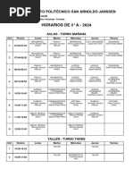 Horarios de 3° A - 2024: Instituto Politécnico San Arnoldo Janssen