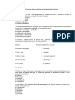 Exercícios Sobre Misturas e Técnicas de Separação de Misturas