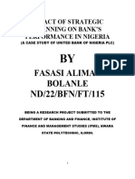 Impact of Strategic Planning On Bank's Performance in Nigeria