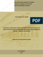 Análise Da Viabilidade Técnico Econômica de Instalação de Um Grupo Gerador Diesel Na Universidade Tecnológica Federal Do Paraná - Câmpus Pato Branco