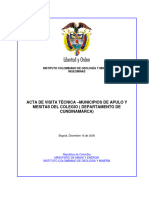 Acta de Visita Técnica - Municipios de Apulo Y Mesitas Del Colegio (Departamento de Cundinamarca)