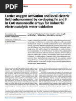 Lattice Oxygen Activation and Local Electric Field Enhancement by Co-Doping Fe and F in CoO Nanoneedle Arrays For Industrial Electrocatalytic Water Oxidation