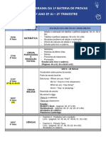 Cronograma Da 1 Bateria de Provas 3º Ano Ef Ai - 2º Trimestre