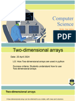 Y10 25-4-2024 Two Dimensional Arrays