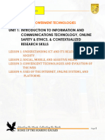 Unit 1 - Introduction To Information and Communications Technology, Online Safety & Ethics, & Contextualized Research Skills - 0