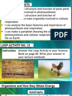 Lecture Discussion No. 1.5 Photosynthesis and Cellular Respiration