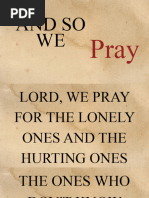 And So We Pray