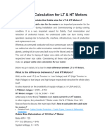 Cable Size Calculation For LT - and - HT Motor