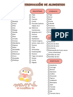 Lista de Introducción de Alimentos