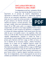 La Proclamación de La Independencia Del Perú