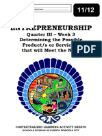 APPLIED - 11&12 - Entrepreneurship - q3 - CLAS3 - Determining Products or Services That Will Meet The Need - v3 - JOSEPH AURELLO