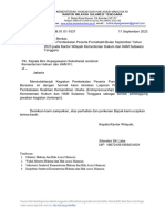 Surat Pengantar Laporan Pembekalan Purnabakti September