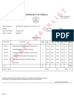 Draft Marklist: University of Kerala