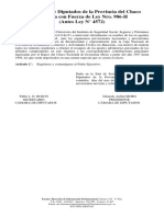 La Cámara de Diputados de La Provincia Del Chaco Sanciona Con Fuerza de Ley Nro. 986-H (Antes Ley #4572)