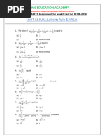 SR Mains+Eapcet-maths Assignment For Weekend 12th Aug 2024 (Definite Integration & Areas)