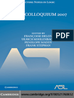 (Lecture Notes in Logic) Françoise Delon, Ulrich Kohlenbach, Penelope Maddy, Frank Stephan-Logic Colloquium 2007-Cambridge University Press (2010)