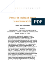 Pensar La Sociedad Desde La Comunicación - Ponencia para Felafacs