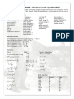 Year 11 Sem 2 Equation Sheet 2022