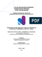 "Propuesta de Mejora en El Área de Atención Al Cliente de La Empresa Claro S.A. Tacna" - 2017 Ii - Adni