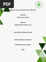 Algoritmo para El Cálculo de Área y Volúmenes