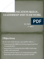 Communication Skills, Leadership and Team Work