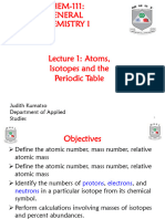 Lecture 1 - Atoms, Isotopes and The Periodic Table