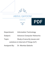 ACN Review - Study of Security Issues and Solutions in Internet of Things (IoT)