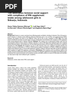 Silitonga Et Al 2023 The Association Between Social Support With Compliance of Ifa Supplement Intake Among Adolescent