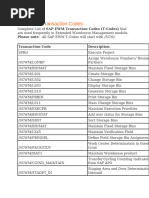 SAP EWM Transaction Codes