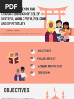 IWRBS LESSON1 Concept Elements and Characteristics of Belief Systems World View Religion and Spirituality