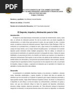 El Deporte, Impulso y Motivación para La Vida - Microensayo